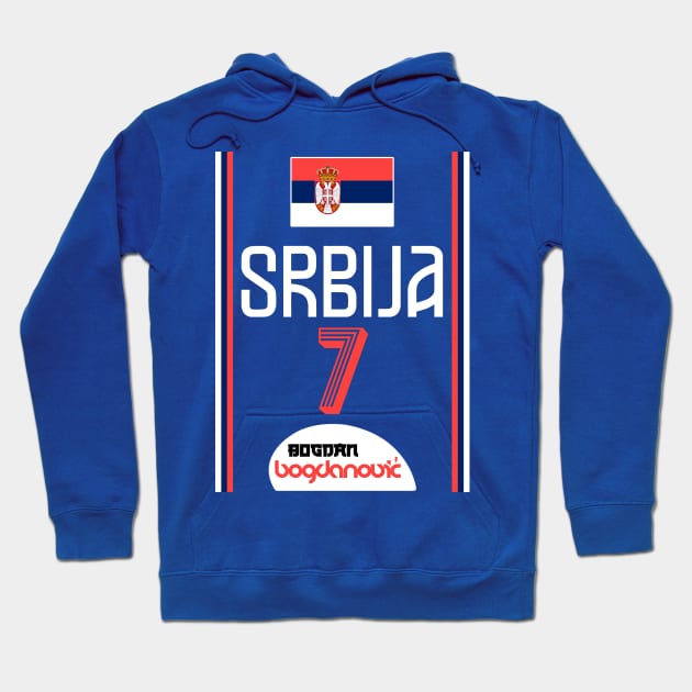 Bogdan Bogdanovic Retro Serbia Euro Basketball Fan Art Hoodie by darklordpug